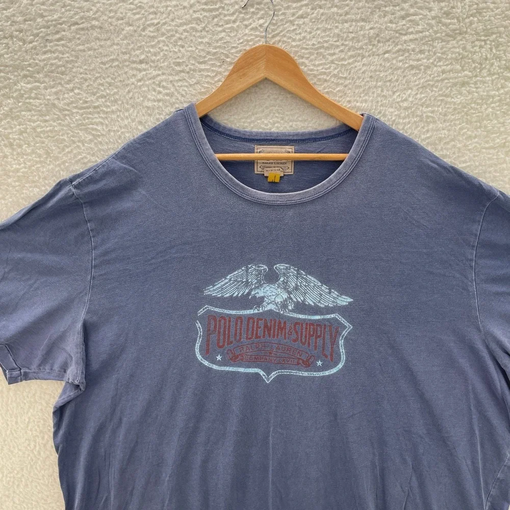 Polo Ralph Lauren Denim Supply Shirt Mens 3XLT Blue Tee T-Shirt Eagle Preppy Y2K